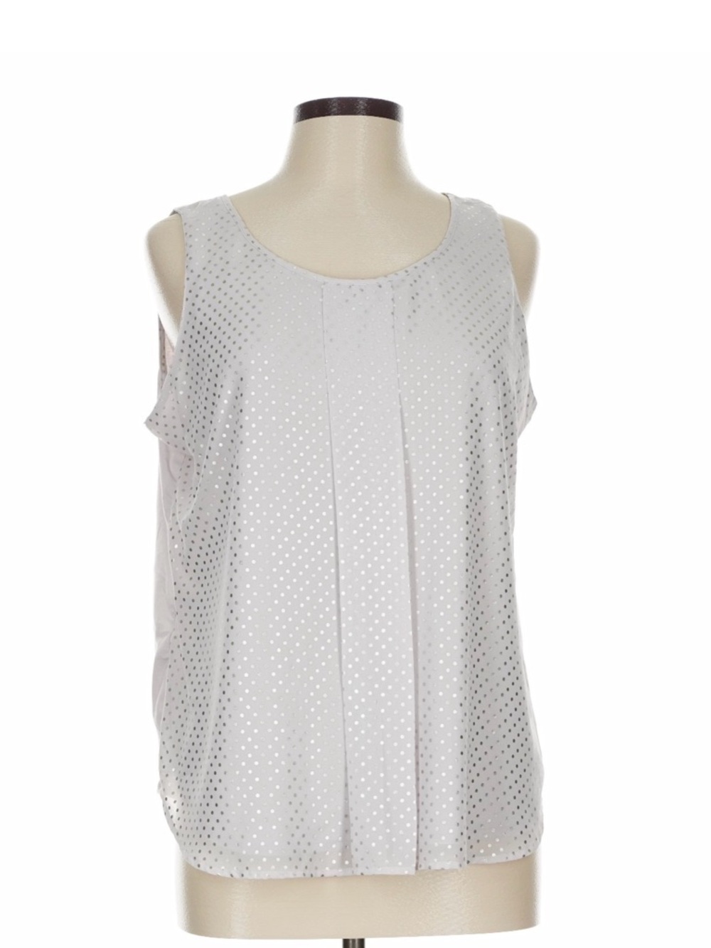 Ann Taylor Women’s Sleeveless Light Gray Perforated Tank Top. Size Large